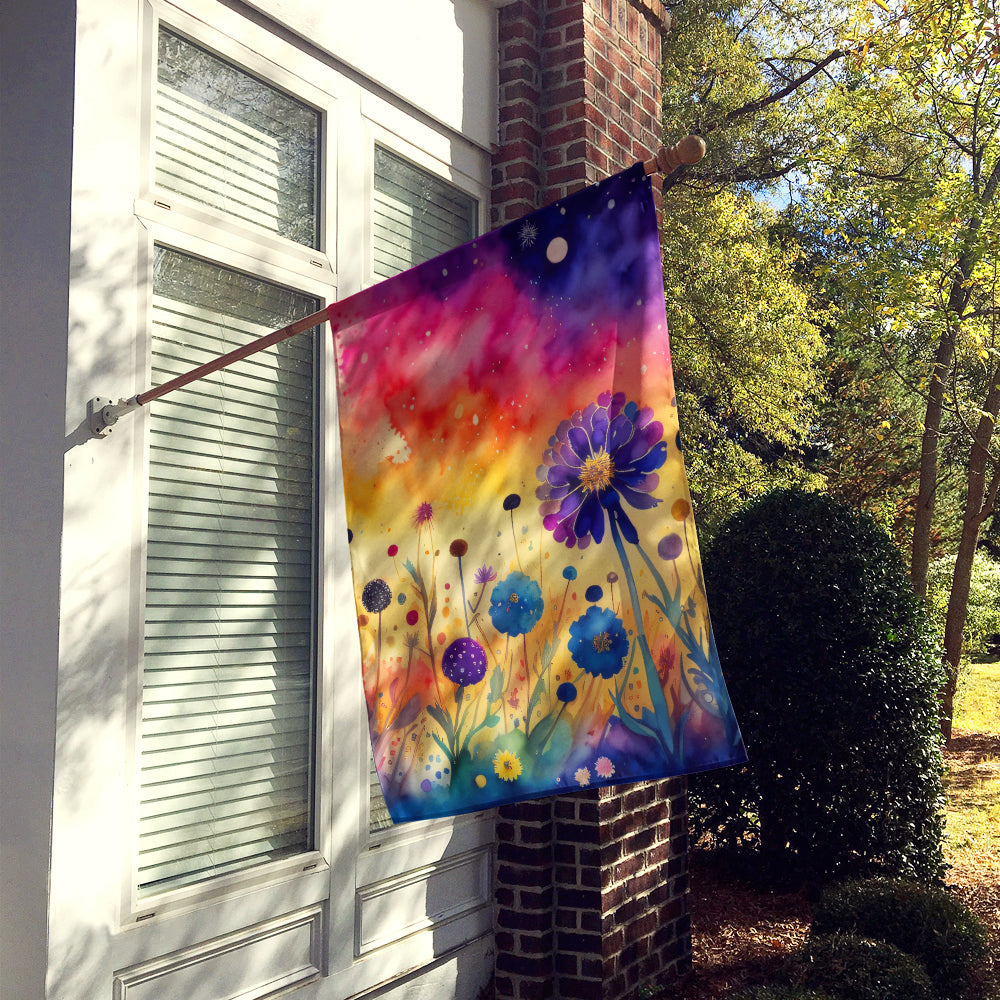 Scabiosa in Color House Flag 28x40 Porch Sleeve Pole Decorative Outside Yard Banner Artwork Wall Hanging, Polyester