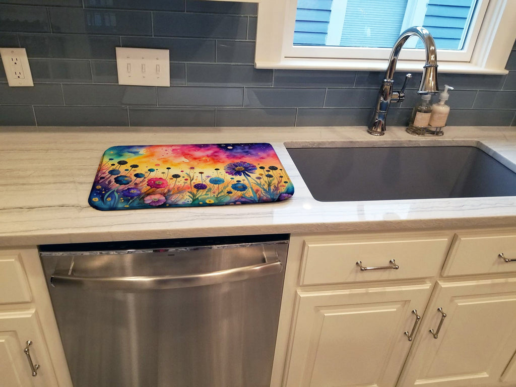 Scabiosa in Color Dish Drying Mat Absorbent Dish Drying Mat Pad for Kitchen Counter Dish Drainer Mat for Countertop, 14 x 21", Multicolor