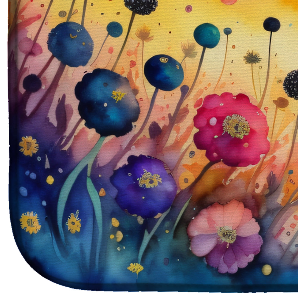 Scabiosa in Color Dish Drying Mat Absorbent Dish Drying Mat Pad for Kitchen Counter Dish Drainer Mat for Countertop, 14 x 21", Multicolor