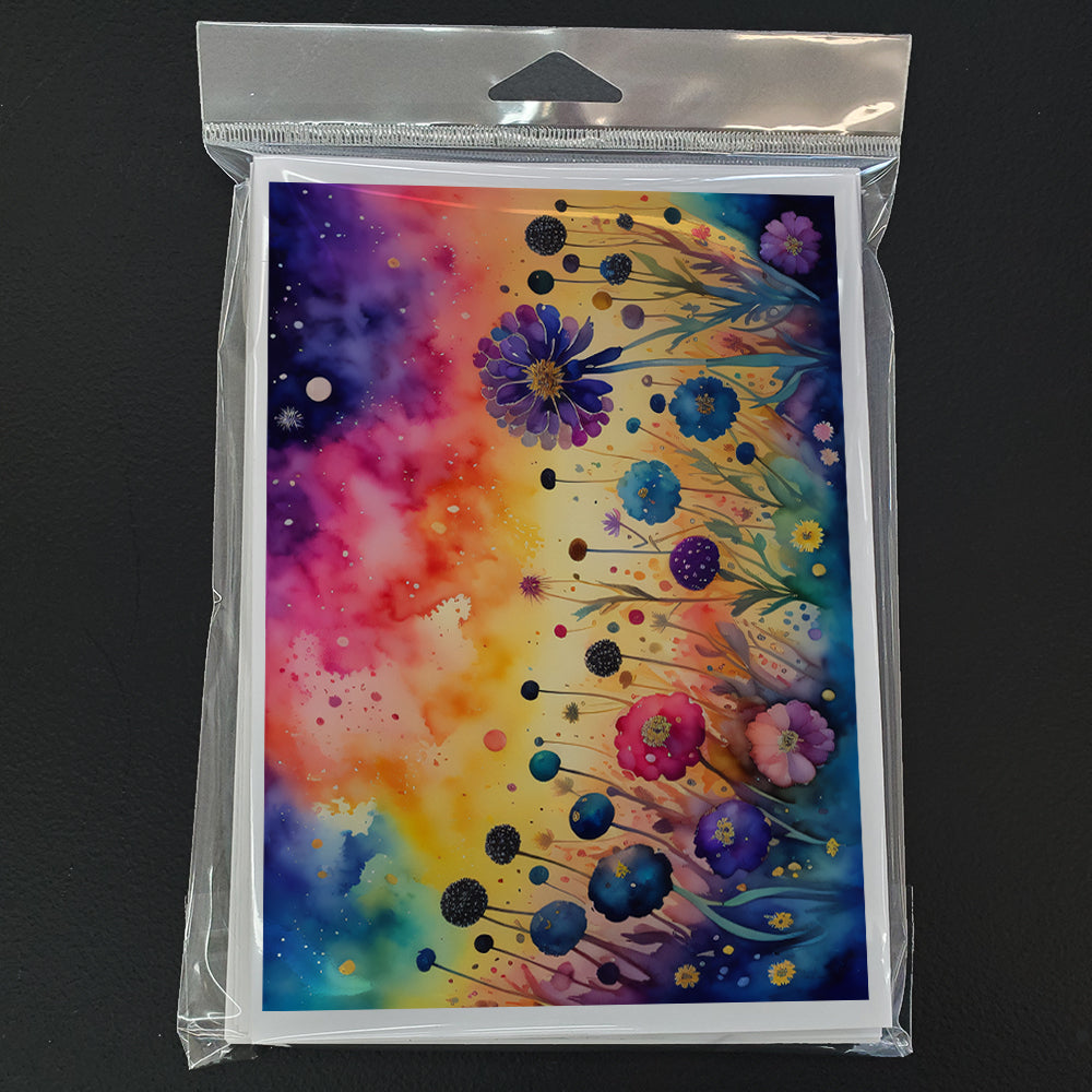 Scabiosa in Color Greeting Cards Pack of 8 Blank Cards with Envelopes Whimsical A7 Size 5x7