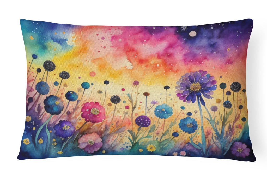 Scabiosa in Color Decorative Throw Pillow 12x16 Indoor Outdoor Accent Cushion, Fabric Cover with Insert for Sofa, Bed, Porch & Living Room