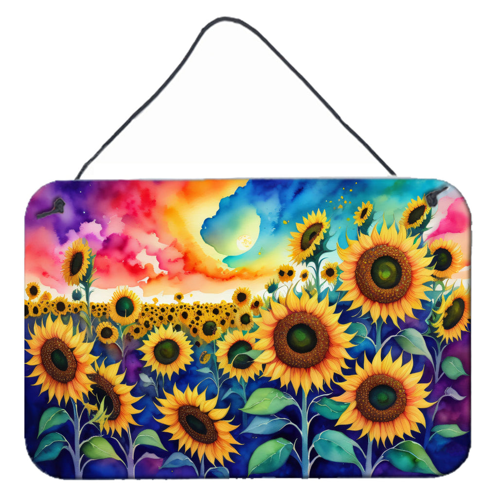 Sunflowers in Color Wall or Door Hanging Prints Aluminum Metal Sign Kitchen Wall Bar Bathroom Plaque Home Decor, 8HX12W, Multicolor