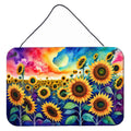 Sunflowers in Color Wall or Door Hanging Prints Aluminum Metal Sign Kitchen Wall Bar Bathroom Plaque Home Decor, 8HX12W, Multicolor
