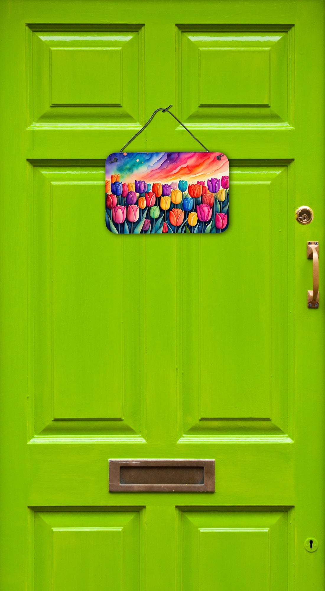 Tulips in Color Wall or Door Hanging Prints Aluminum Metal Sign Kitchen Wall Bar Bathroom Plaque Home Decor, 8HX12W, Multicolor