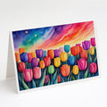 Tulips in Color Greeting Cards Pack of 8 Blank Cards with Envelopes Whimsical A7 Size 5x7