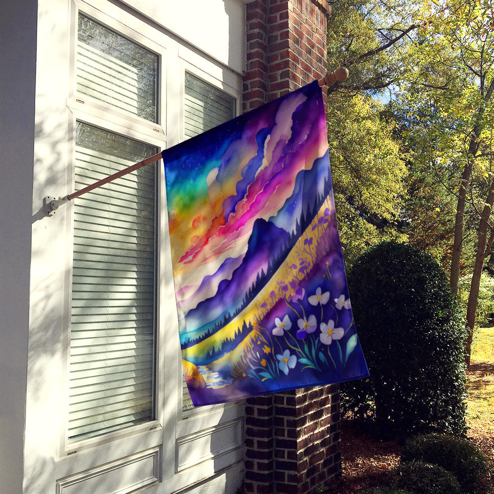 Violets in Color House Flag 28x40 Porch Sleeve Pole Decorative Outside Yard Banner Artwork Wall Hanging, Polyester