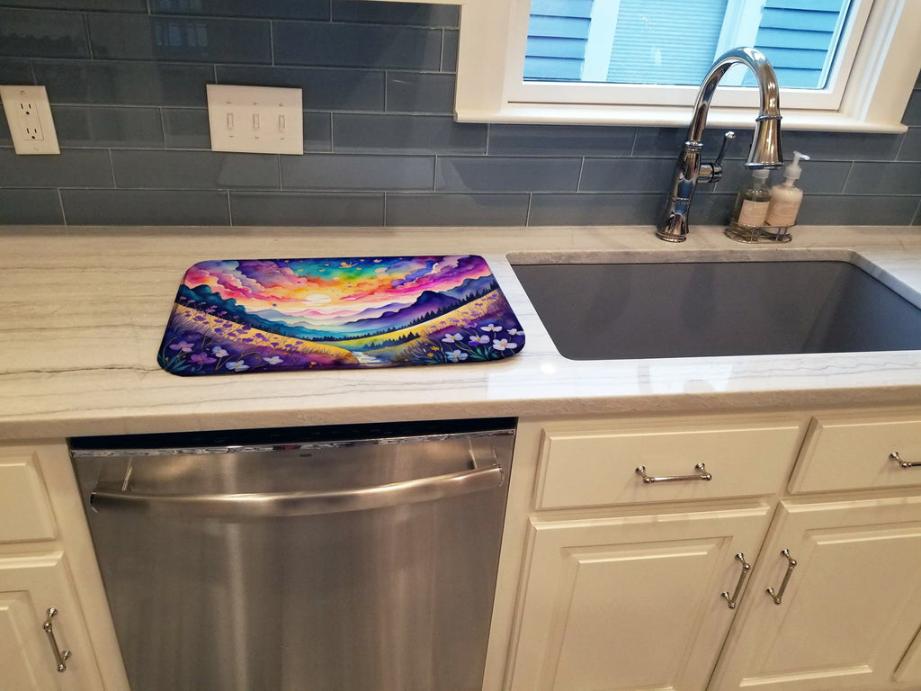 Violets in Color Dish Drying Mat Absorbent Dish Drying Mat Pad for Kitchen Counter Dish Drainer Mat for Countertop, 14 x 21", Multicolor