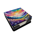 Violets in Color PU Leather Note Paper Holder with Artist-Designed Cover, Desk Accessory, Office Gift