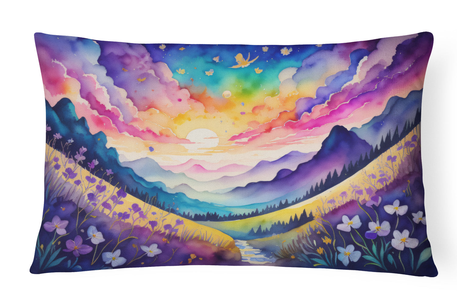 Violets in Color Decorative Throw Pillow 12x16 Indoor Outdoor Accent Cushion, Fabric Cover with Insert for Sofa, Bed, Porch & Living Room