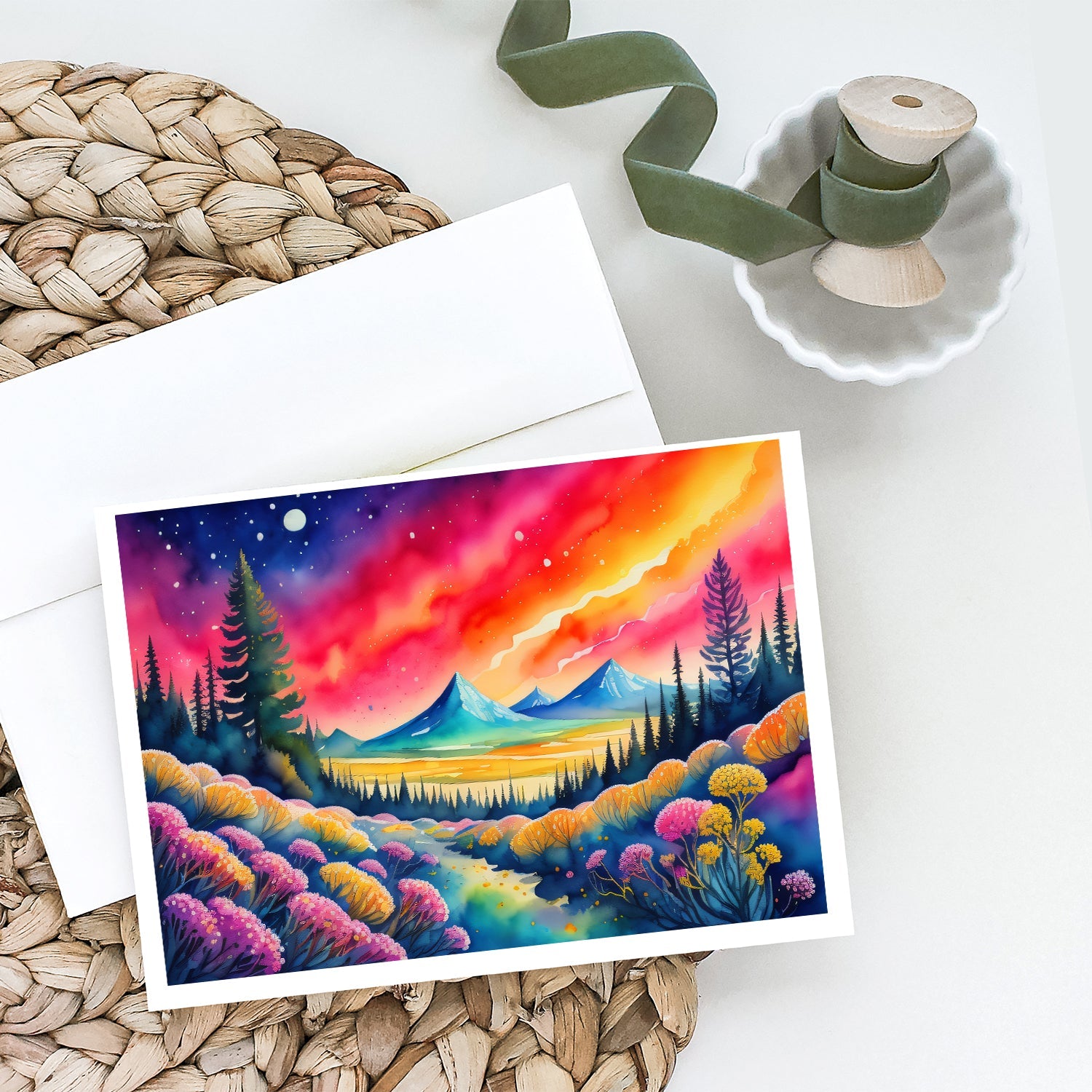 Yarrow in Color Greeting Cards Pack of 8 Blank Cards with Envelopes Whimsical A7 Size 5x7