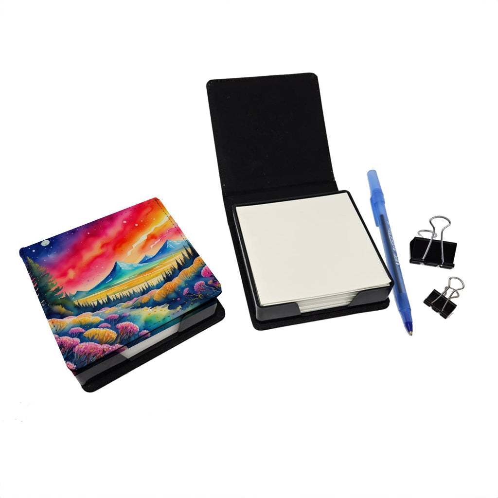 Yarrow in Color PU Leather Note Paper Holder with Artist-Designed Cover, Desk Accessory, Office Gift