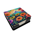 Zinnias in Color PU Leather Note Paper Holder with Artist-Designed Cover, Desk Accessory, Office Gift
