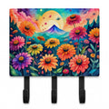 Zinnias in Color Leash or Key Holder Wall Hooks, Coat Rack Wall Mount, for Hanging Keys, Towels, Aprons, Leashes