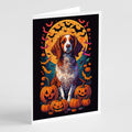 Brittany Spaniel Witchy Halloween Greeting Cards Pack of 8 Blank Cards with Envelopes Whimsical A7 Size 5x7