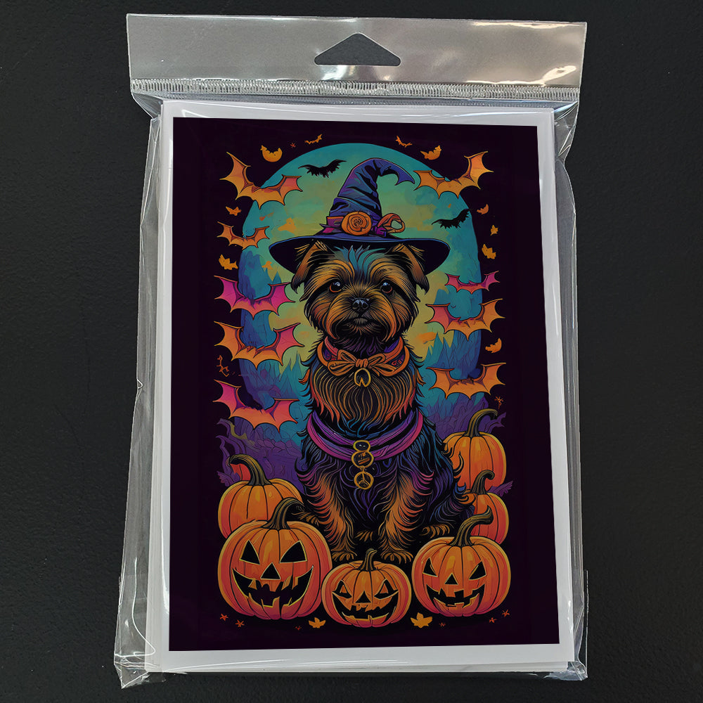 Cairn Terrier Witchy Halloween Greeting Cards Pack of 8 Blank Cards with Envelopes Whimsical A7 Size 5x7