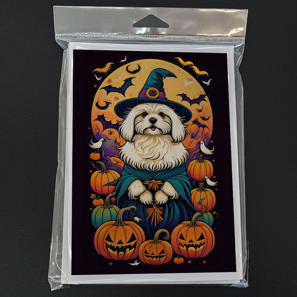 Coton De Tulear Witchy Halloween Greeting Cards Pack of 8 Blank Cards with Envelopes Whimsical A7 Size 5x7