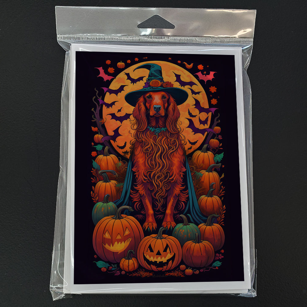 Irish Setter Witchy Halloween Greeting Cards Pack of 8 Blank Cards with Envelopes Whimsical A7 Size 5x7