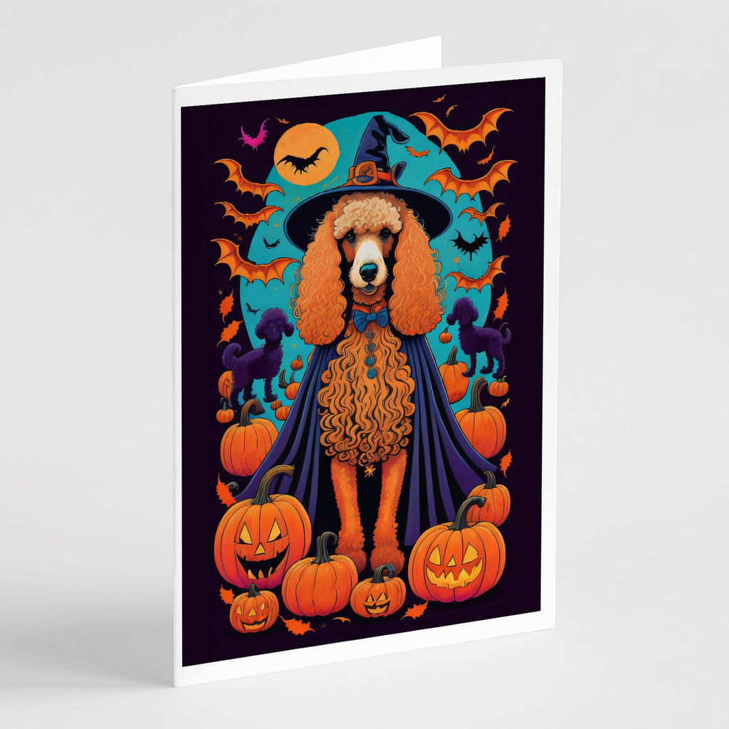 Apricot Standard Poodle Witchy Halloween Greeting Cards Pack of 8 Blank Cards with Envelopes Whimsical A7 Size 5x7
