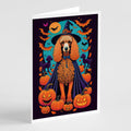 Apricot Standard Poodle Witchy Halloween Greeting Cards Pack of 8 Blank Cards with Envelopes Whimsical A7 Size 5x7