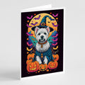 Westie Witchy Halloween Greeting Cards Pack of 8 Blank Cards with Envelopes Whimsical A7 Size 5x7