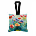 Anemones in Watercolor Hanging Square Fabric Ornament 3.5 × 3.5 Decorative Door-Knob & Tree Hanger, Soft Fabric