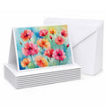 Carnations in Watercolor Greeting Cards Pack of 8 Blank Cards with Envelopes Whimsical A7 Size 5x7