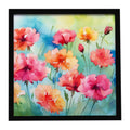 Carnations in Watercolor Framed Metal Print Bathroom, Kitchen, Office, Home Decor Wall Art Ready to Hang, Square, 8X8