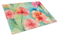 Carnations in Watercolor Cutting Board Tempered Glass Kitchen Cutting Surface, Heat Resistant Chopping, Non-Slip Feet, Food Prep & Serving