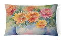 Chrysanthemums in Watercolor Decorative Throw Pillow 12x16 Indoor Outdoor Accent Cushion, Fabric Cover with Insert for Sofa, Bed, Porch & Living Room