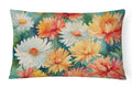Chrysanthemums in Watercolor Decorative Throw Pillow 12x16 Indoor Outdoor Accent Cushion, Fabric Cover with Insert for Sofa, Bed, Porch & Living Room