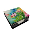 Orchids in Watercolor PU Leather Note Paper Holder with Artist-Designed Cover, Desk Accessory, Office Gift