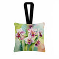 Orchids in Watercolor Hanging Square Fabric Ornament 3.5 × 3.5 Decorative Door-Knob & Tree Hanger, Soft Fabric