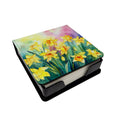 Daffodils in Watercolor PU Leather Note Paper Holder with Artist-Designed Cover, Desk Accessory, Office Gift