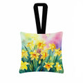 Daffodils in Watercolor Hanging Square Fabric Ornament 3.5 × 3.5 Decorative Door-Knob & Tree Hanger, Soft Fabric