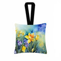 Daffodils in Watercolor Hanging Square Fabric Ornament 3.5 × 3.5 Decorative Door-Knob & Tree Hanger, Soft Fabric