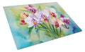 Orchids in Watercolor Cutting Board Tempered Glass Kitchen Cutting Surface, Heat Resistant Chopping, Non-Slip Feet, Food Prep & Serving