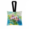Orchids in Watercolor Hanging Square Fabric Ornament 3.5 × 3.5 Decorative Door-Knob & Tree Hanger, Soft Fabric