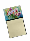 Orchids in Watercolor Watercolor Sticky Note Holder Refillable Dispenser Desk Accessory 3x3 Pad Gift