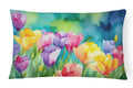 Freesias in Watercolor Decorative Throw Pillow 12x16 Indoor Outdoor Accent Cushion, Fabric Cover with Insert for Sofa, Bed, Porch & Living Room