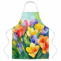 Freesias in Watercolor Apron Cooking Kitchen Server Baking Crafts Gardening for Adult Women Men, Unisex, Large, Multicolor