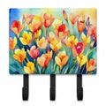 Freesias in Watercolor Leash or Key Holder Wall Hooks, Coat Rack Wall Mount, for Hanging Keys, Towels, Aprons, Leashes