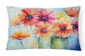 Gerbera Daisies in Watercolor Decorative Throw Pillow 12x16 Indoor Outdoor Accent Cushion, Fabric Cover with Insert for Sofa, Bed, Porch & Living Room