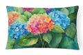 Hydrangeas in Watercolor Decorative Throw Pillow 12x16 Indoor Outdoor Accent Cushion, Fabric Cover with Insert for Sofa, Bed, Porch & Living Room