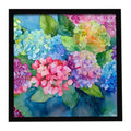Hydrangeas in Watercolor Framed Metal Print Bathroom, Kitchen, Office, Home Decor Wall Art Ready to Hang, Square, 8X8