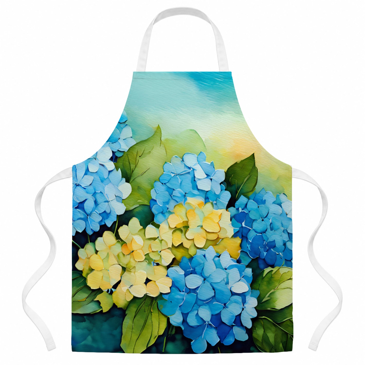 Hydrangeas in Watercolor Apron Cooking Kitchen Server Baking Crafts Gardening for Adult Women Men, Unisex, Large, Multicolor