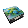 Hydrangeas in Watercolor PU Leather Note Paper Holder with Artist-Designed Cover, Desk Accessory, Office Gift