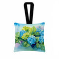 Hydrangeas in Watercolor Hanging Square Fabric Ornament 3.5 × 3.5 Decorative Door-Knob & Tree Hanger, Soft Fabric