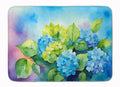 Hydrangeas in Watercolor Memory Foam Kitchen Mat Machine Washable Anti-Fatigue Cushion Comfort Bath or Kitchen Rug