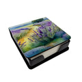 Lavender in Watercolor PU Leather Note Paper Holder with Artist-Designed Cover, Desk Accessory, Office Gift