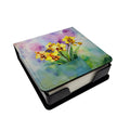 Orchids in Watercolor PU Leather Note Paper Holder with Artist-Designed Cover, Desk Accessory, Office Gift